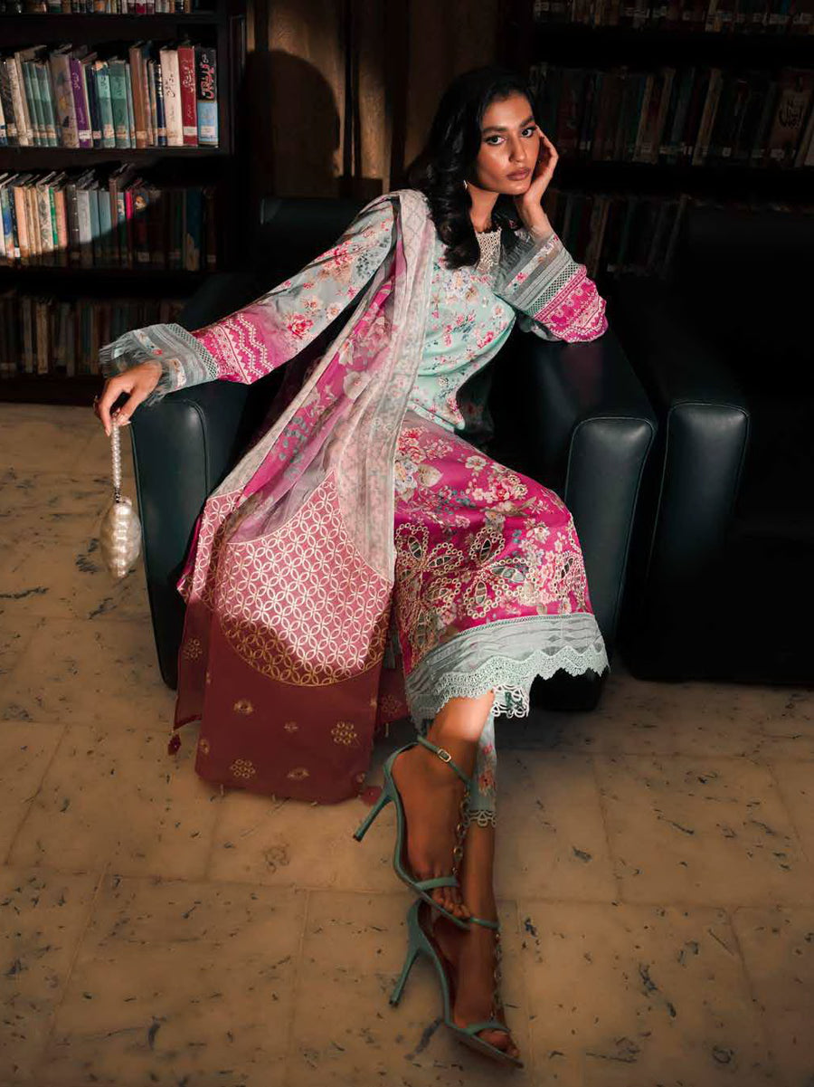Nureh Glam Girl Embroidered Lawn Unstitched 3Pc Suit GL-16