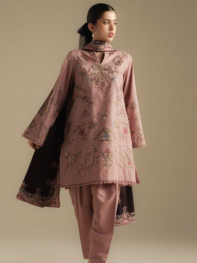 Coco by Zara Shahjahan Winter Unstitched Karandi 3Pc Suit D-04A CORAL