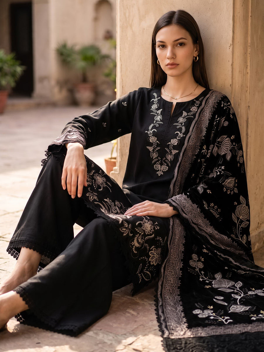 CELTS Dehleez Premium Embroidered Dhanak Unstitched 3Pc Suit D-10