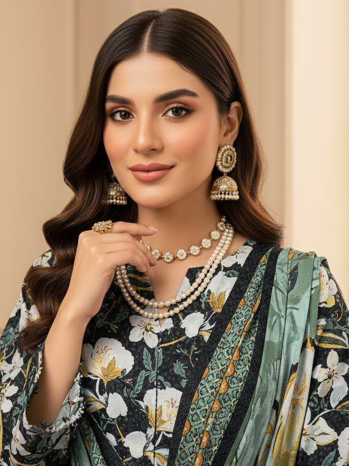 Ittehad X Bin Ameer Premium Karandi Unstitched Printed 3Pc Suit D-03