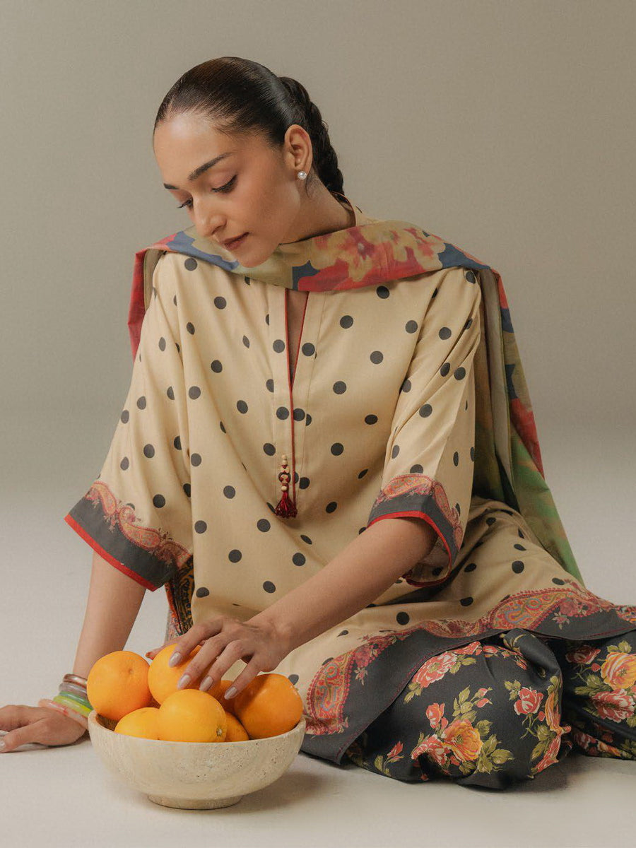 Coco by Zara Shahjahan Prints Vol-05 Unstitched Linen 3Pc Suit D-03B Paper Moon