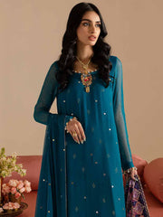 Nureh Mukeshkari Embroidered Chiffon Unstitched 3Pc Suit MK-10