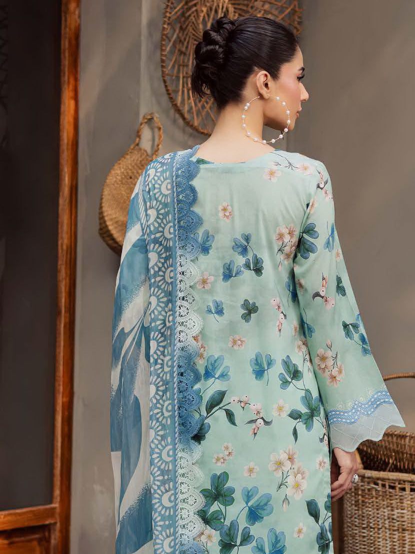 NUREH Signature Prints Unstitched Printed Lawn 3Pc Suit SP-161