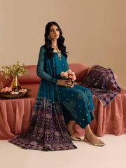 Nureh Mukeshkari Embroidered Chiffon Unstitched 3Pc Suit MK-10
