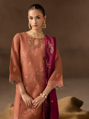 RajBari Sareen Premium Embroidered Viscose Unstitched 3Pc Suit D-12