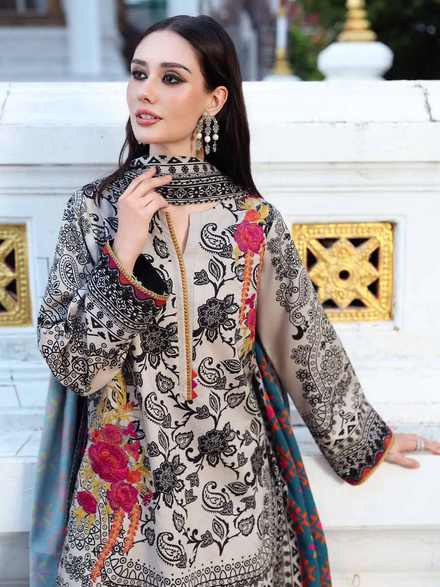 Charizma Combination Vol-02 Embroidered Linen Unstitched 3Pc Suit CCW6-19