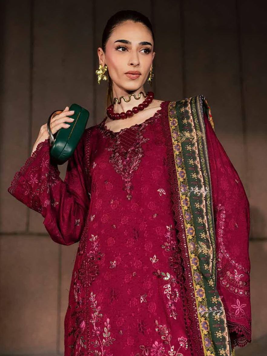 NUREH Maya Embroidered Linen Unstitched 3Pc Suit NW-130