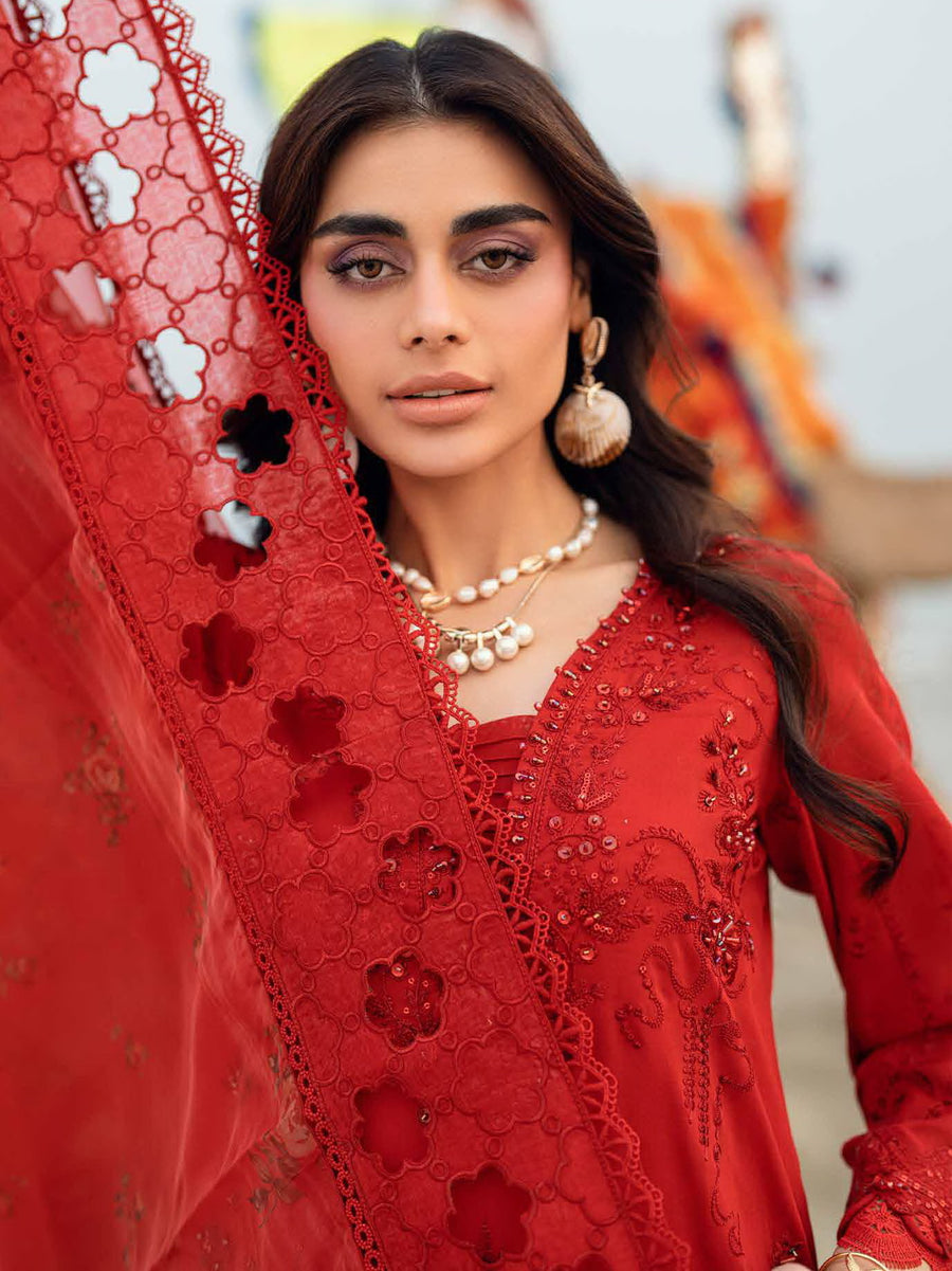 NUREH Khuwab Embroidered Swiss Lawn Unstitched 3 Piece Suit NE-147