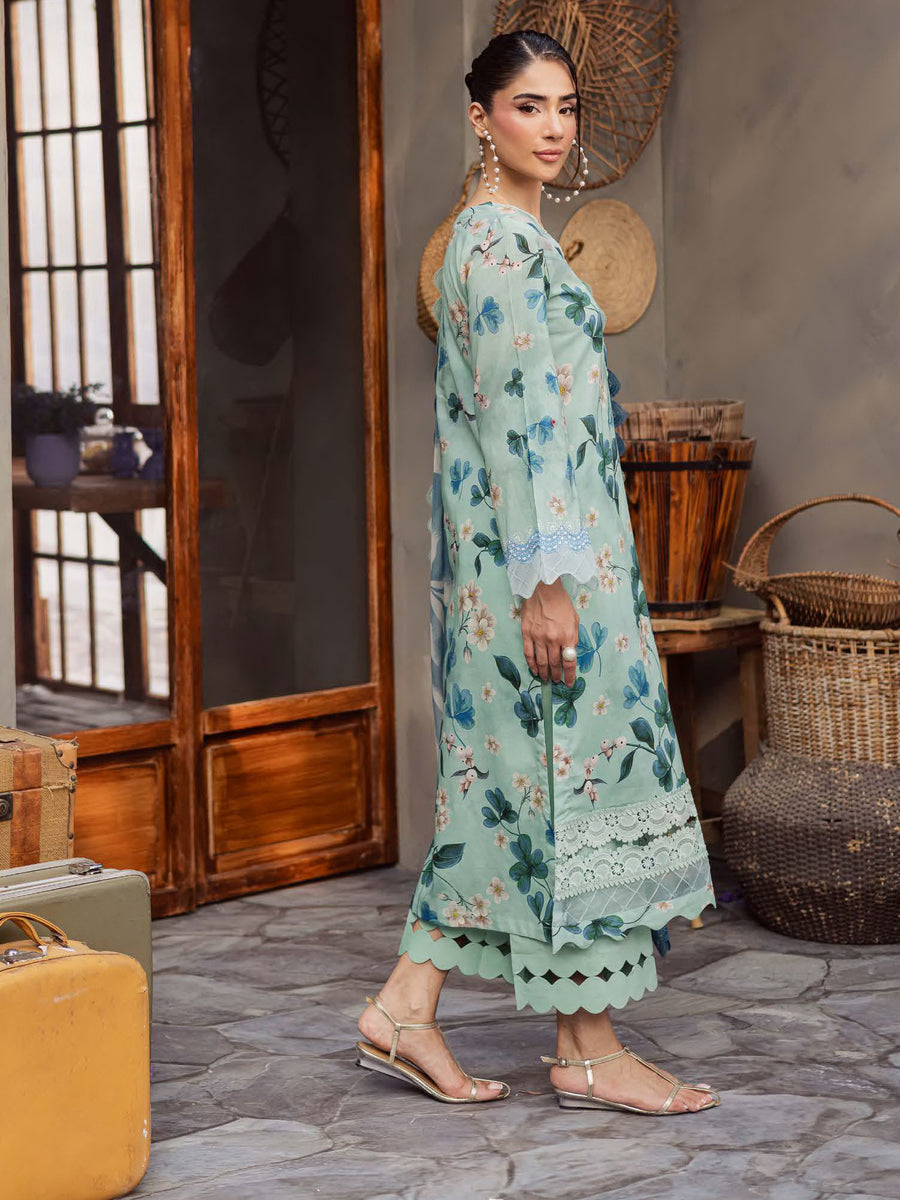 NUREH Signature Prints Unstitched Printed Lawn 3Pc Suit SP-161