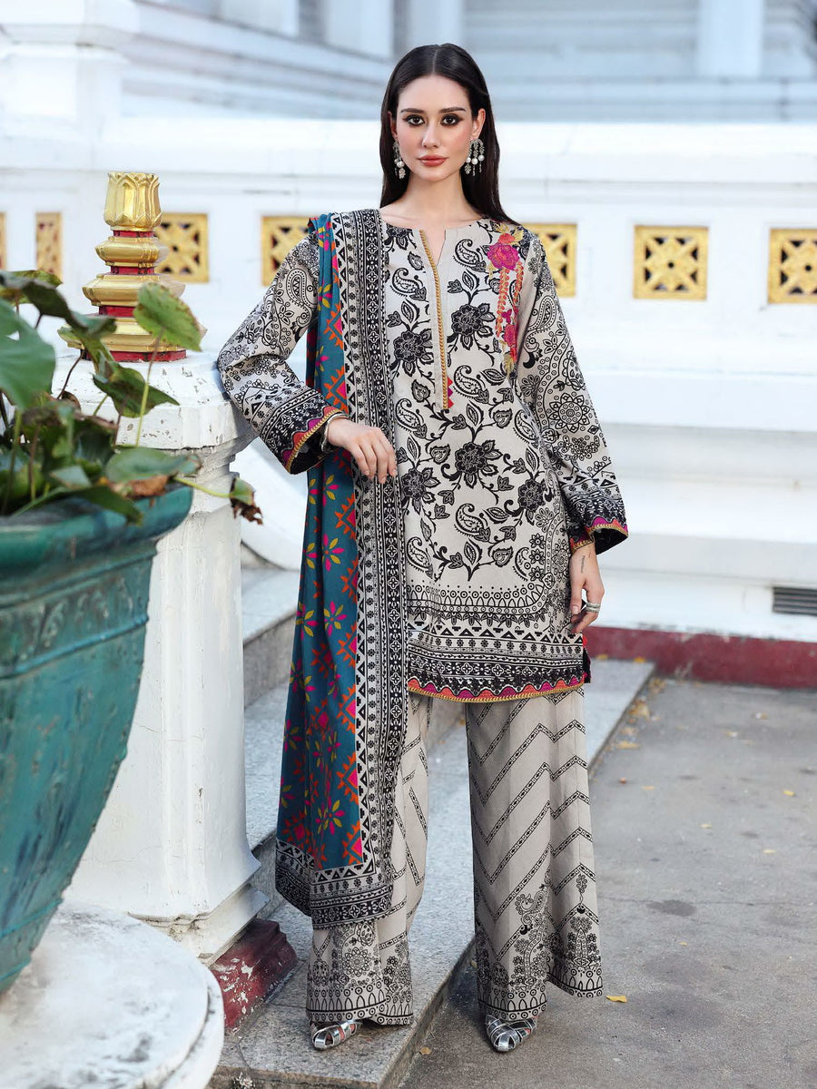 Charizma Combination Vol-02 Embroidered Linen Unstitched 3Pc Suit CCW6-19
