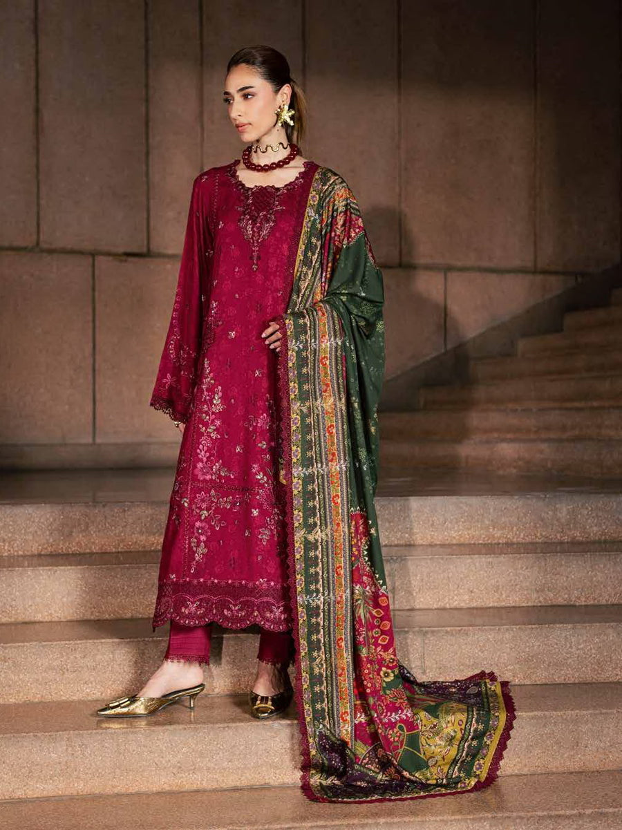 NUREH Maya Embroidered Linen Unstitched 3Pc Suit NW-130