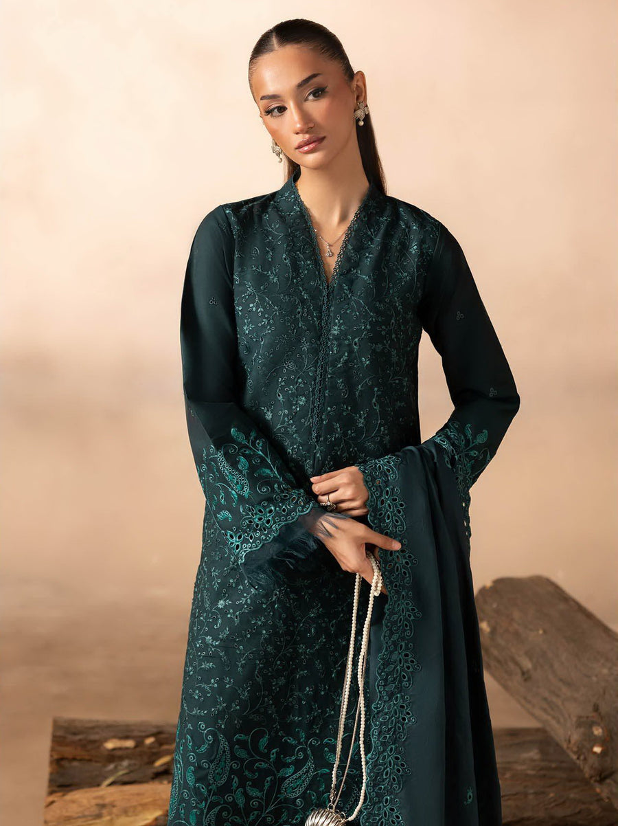 RajBari Sareen Premium Embroidered Viscose Unstitched 3Pc Suit D-08