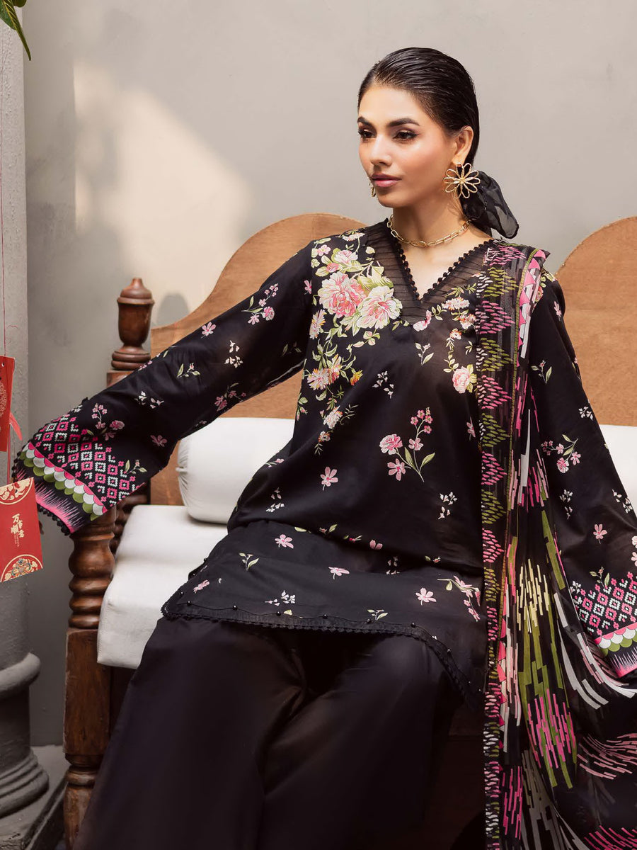 NUREH Signature Prints Unstitched Printed Lawn 3Pc Suit SP-162
