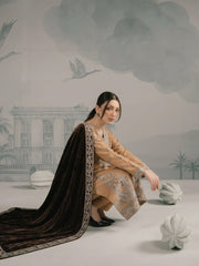 Zeenia Winter Pearls Embroidered Chamki Fabric Unstitched 3Pc Suit D-04