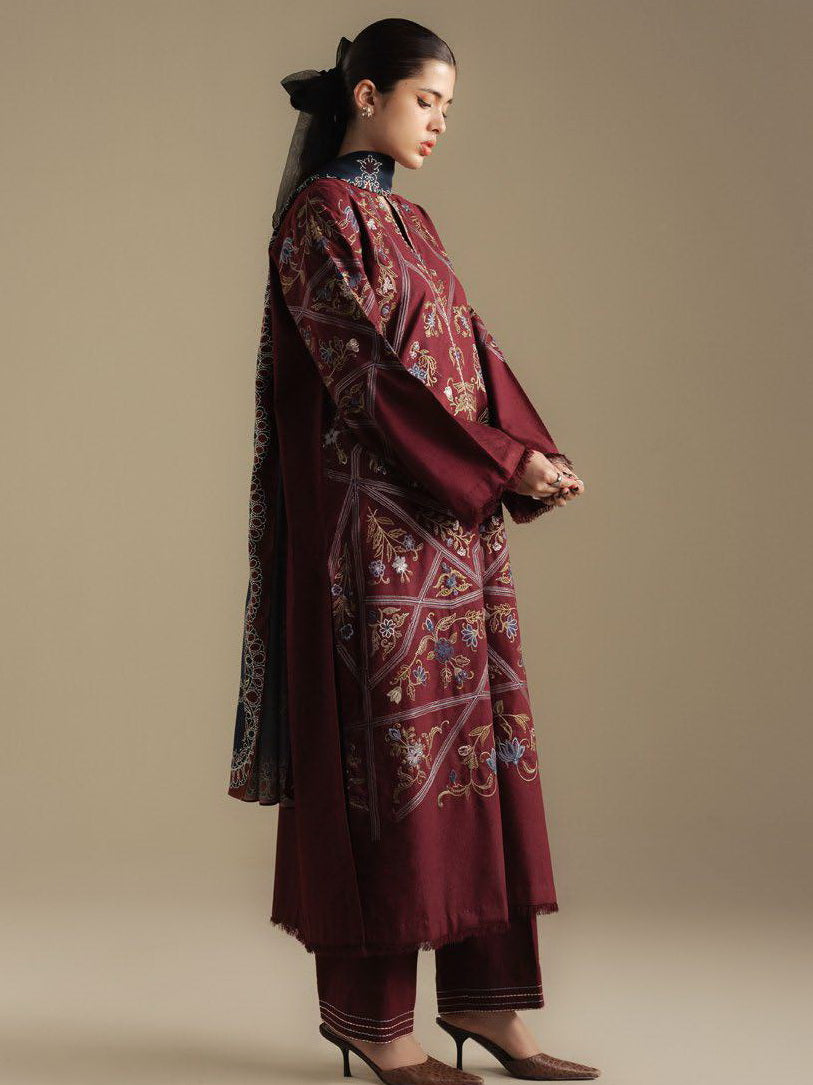 Coco by Zara Shahjahan Winter Unstitched Karandi 3Pc Suit D-04B CORAL