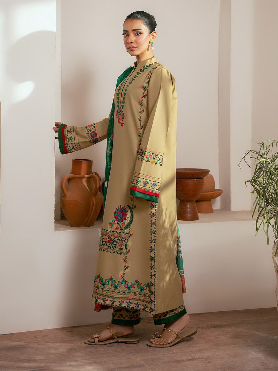 RajBari Parisa Premium Embroidered Lawn Unstitched 3Pc Suit D-02
