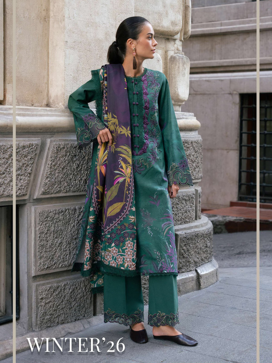 Meet Me In Istanbul by Rang Rasiya Unstitched Khaddar 3Pc Suit - FOREST
