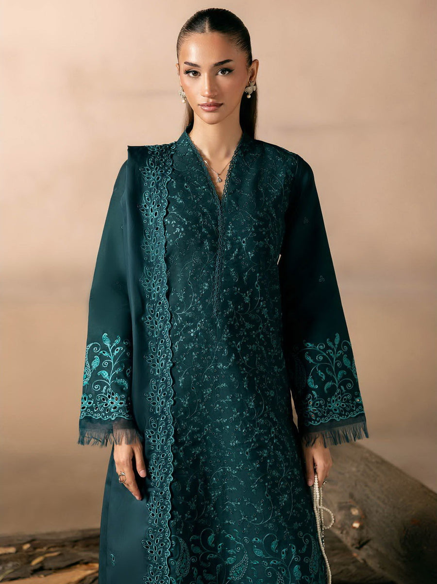 RajBari Sareen Premium Embroidered Viscose Unstitched 3Pc Suit D-08