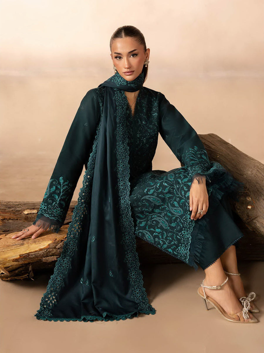 RajBari Sareen Premium Embroidered Viscose Unstitched 3Pc Suit D-08