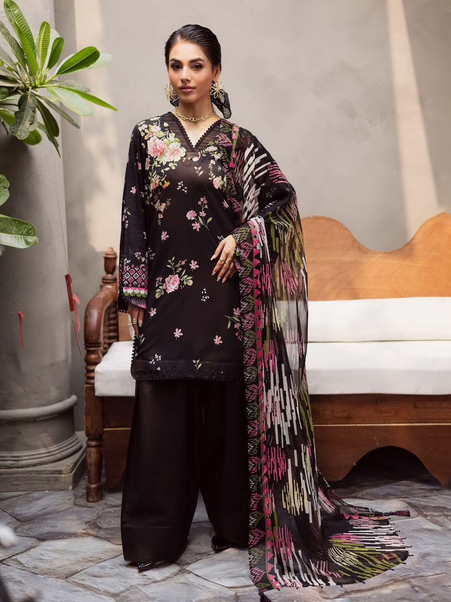 NUREH Signature Prints Unstitched Printed Lawn 3Pc Suit SP-162