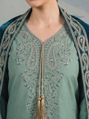 Zeenia Winter Pearls Embroidered Chamki Fabric Unstitched 3Pc Suit D-05