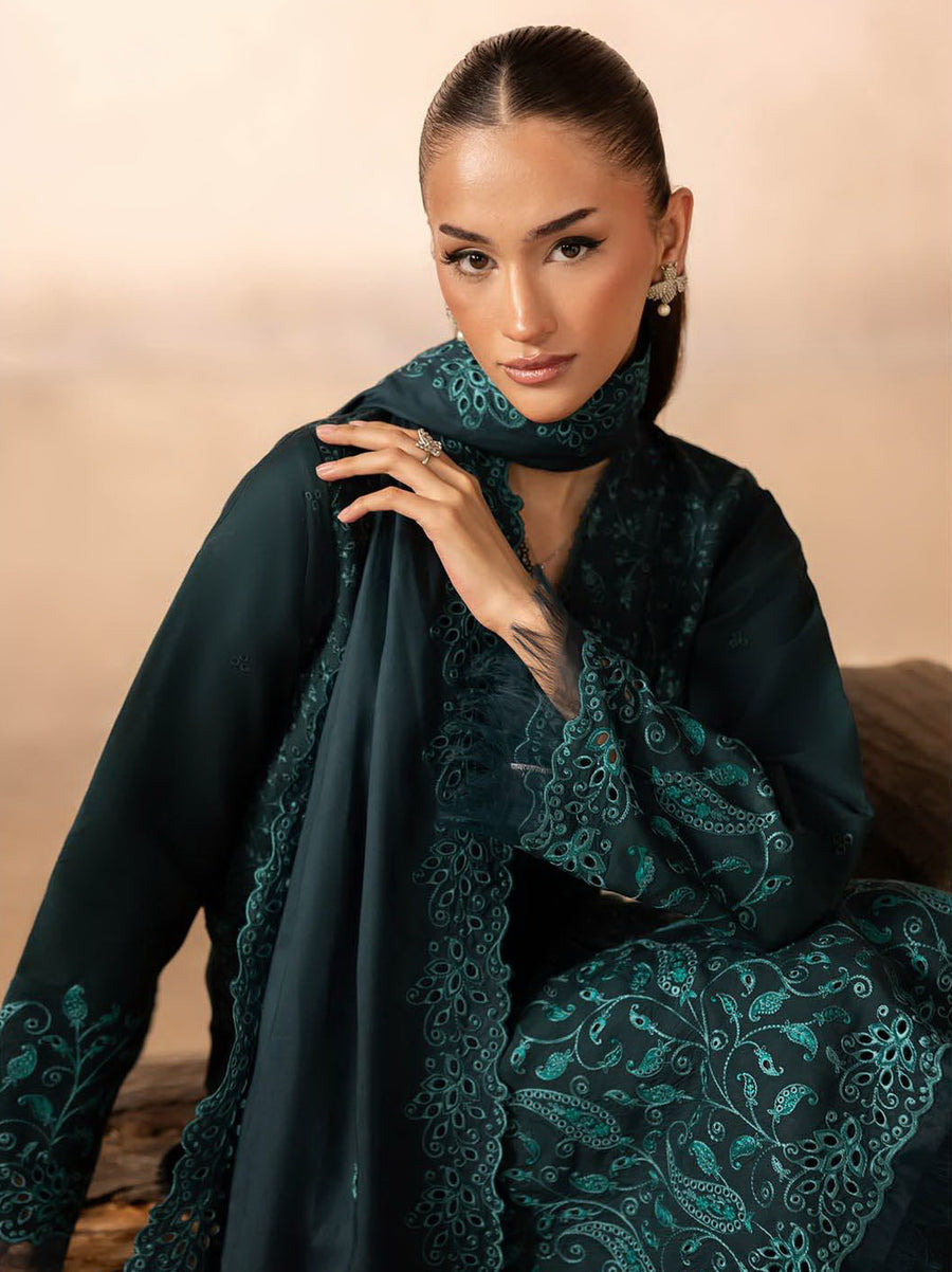 RajBari Sareen Premium Embroidered Viscose Unstitched 3Pc Suit D-08
