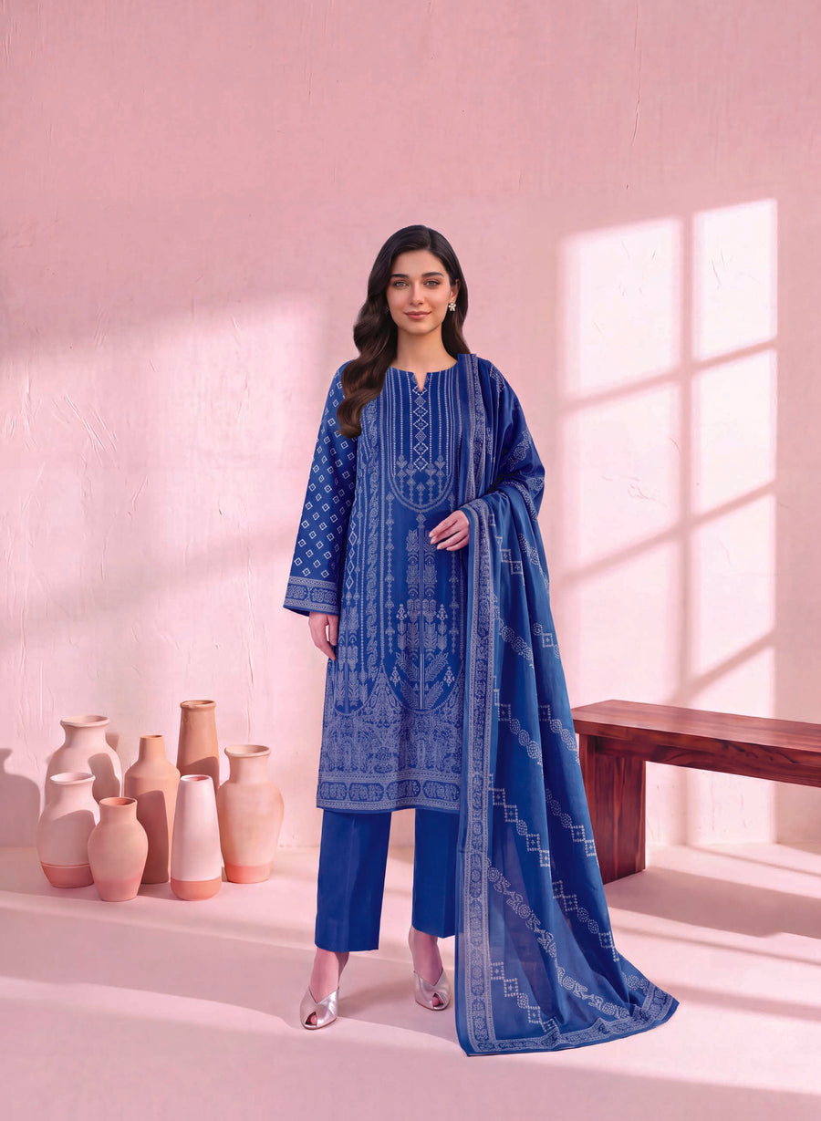 Zeenia Marina Digital Printed Linen Unstitched 3Pc Suit JS-10