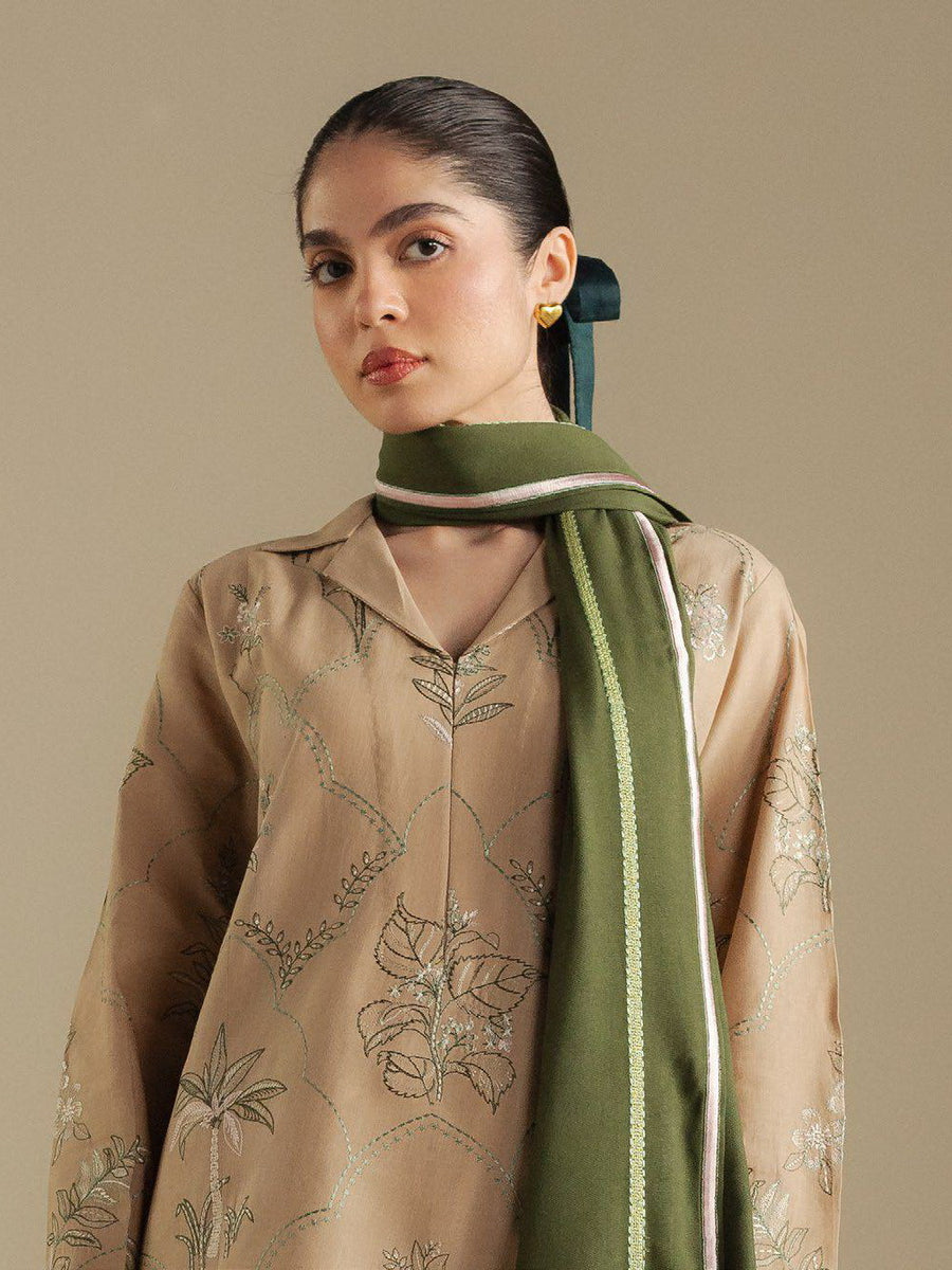 Coco by Zara Shahjahan Winter Unstitched Khaddar 3Pc Suit D-01A AMBER
