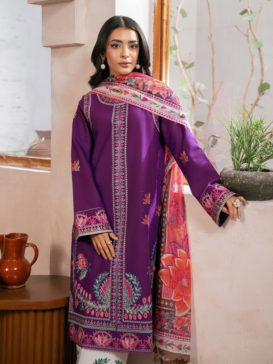 RajBari Parisa Premium Embroidered Lawn Unstitched 3Pc Suit D-13