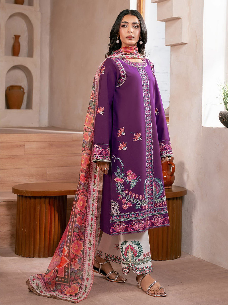 RajBari Parisa Premium Embroidered Lawn Unstitched 3Pc Suit D-13