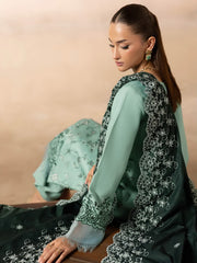 RajBari Sareen Premium Embroidered Viscose Unstitched 3Pc Suit D-11