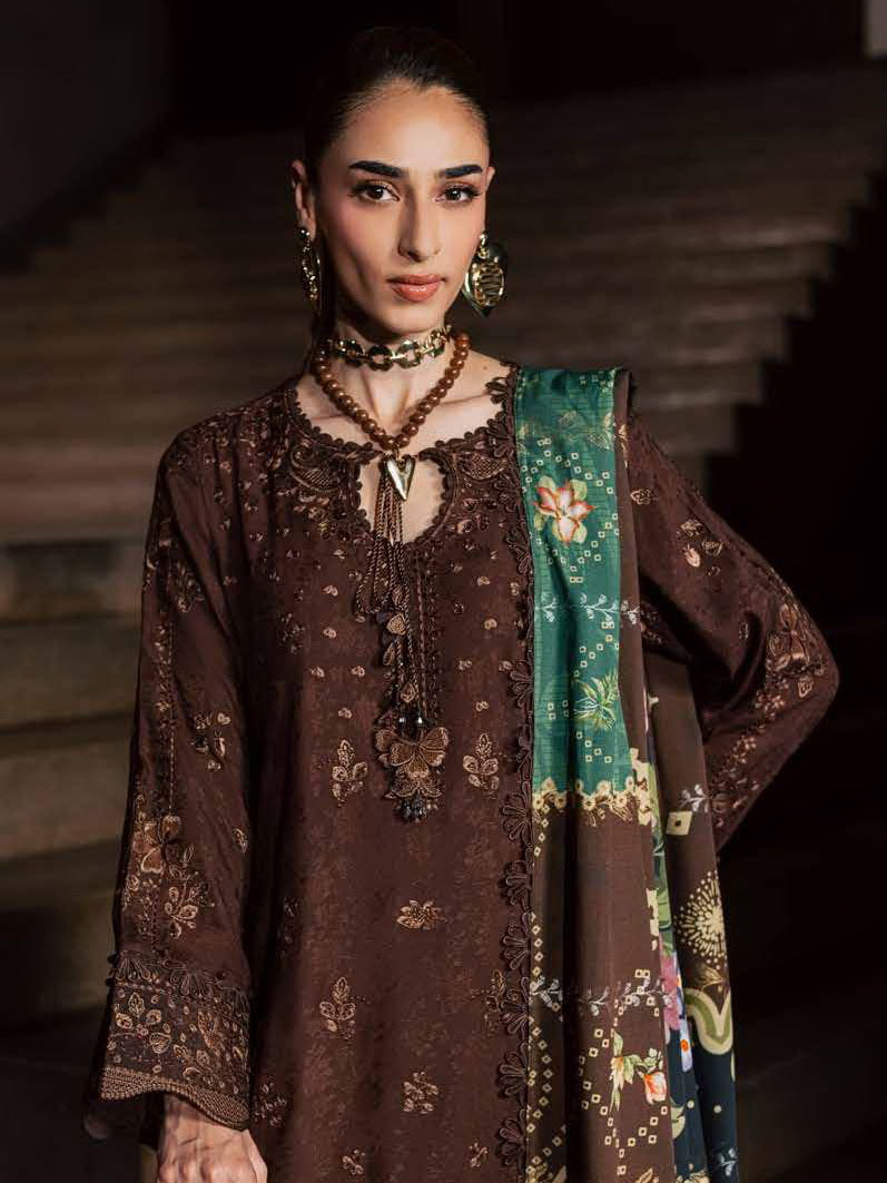NUREH Maya Embroidered Linen Unstitched 3Pc Suit NW-131