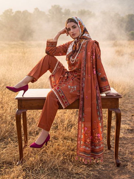 Al Zohaib Colors Printed Linen Unstitched 3Pc Suit D-03