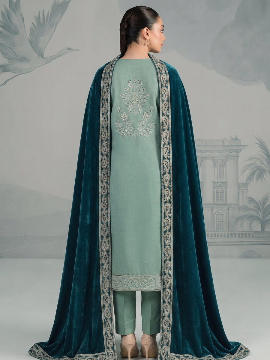 Zeenia Winter Pearls Embroidered Chamki Fabric Unstitched 3Pc Suit D-05