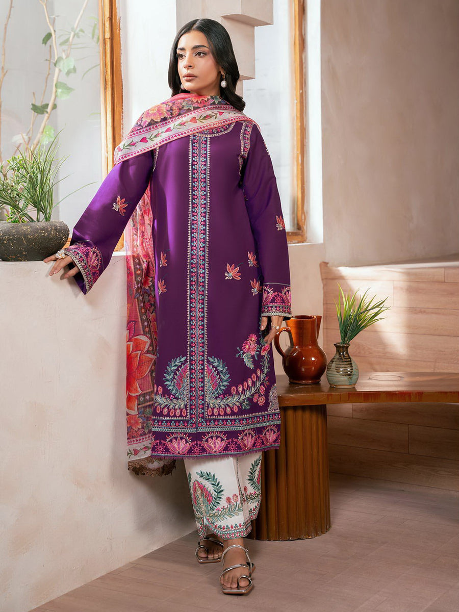 RajBari Parisa Premium Embroidered Lawn Unstitched 3Pc Suit D-13