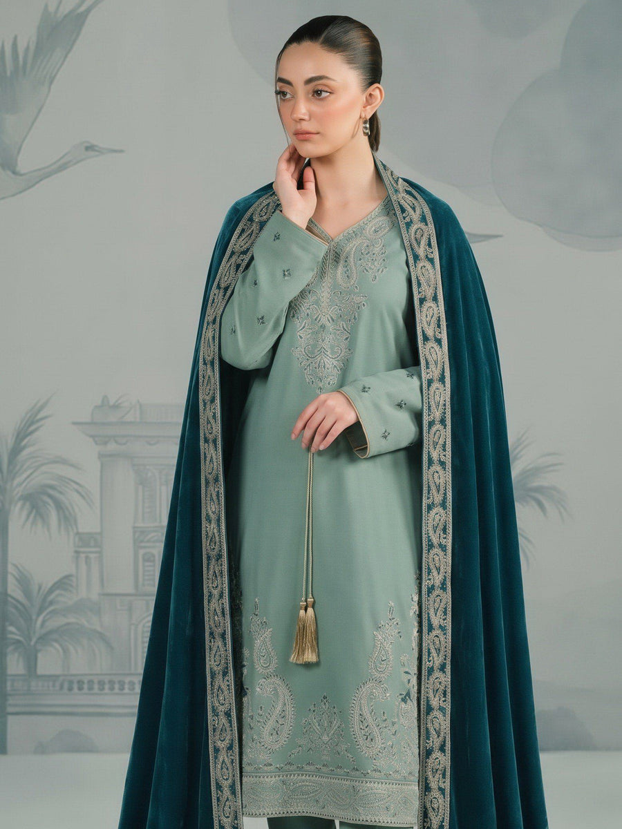 Zeenia Winter Pearls Embroidered Chamki Fabric Unstitched 3Pc Suit D-05
