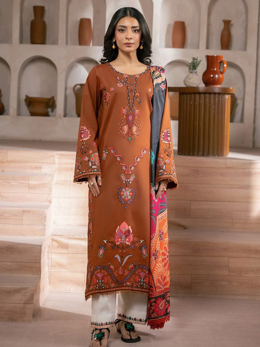 RajBari Parisa Premium Embroidered Lawn Unstitched 3Pc Suit D-14