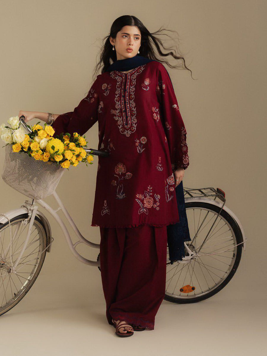 Coco by Zara Shahjahan Winter Unstitched Khaddar 3Pc Suit D-05B DAWN