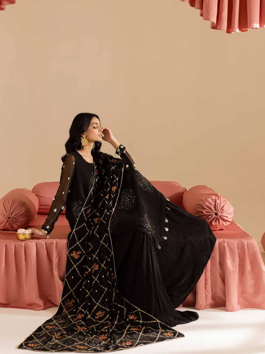 Nureh Mukeshkari Embroidered Chiffon Unstitched 3Pc Suit MK-12