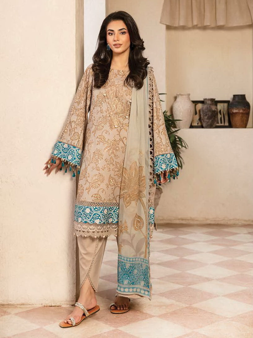 Maria.B M.Basics Embroidered Lawn Unstitched 3Pc Suit MB-CUS25-909B