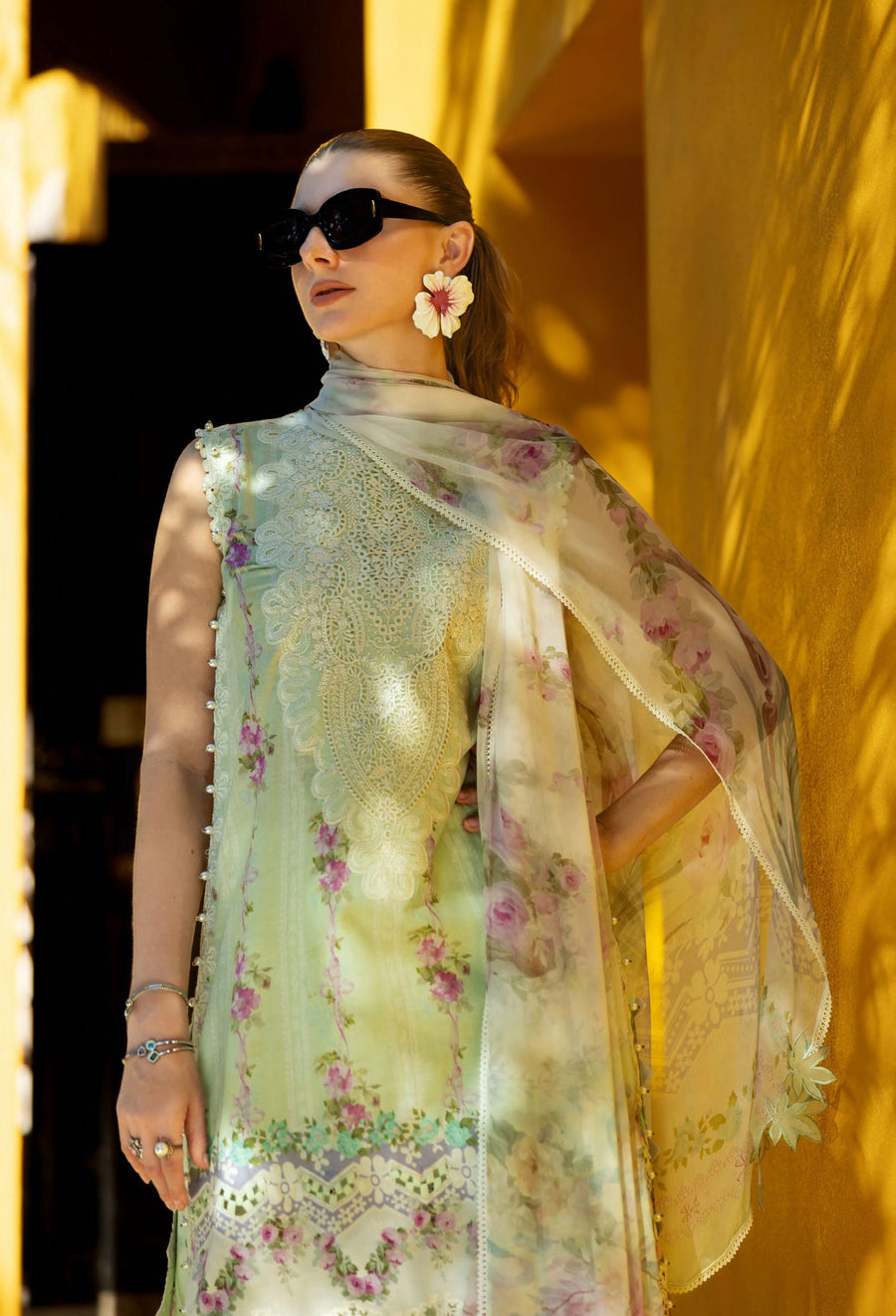 Elaf Premium Signature Embroidered Lawn Unstitched 3Pc Suit EST-01A ARIA