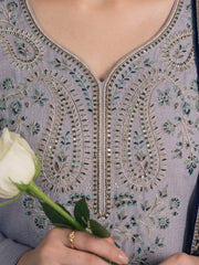 Zeenia Winter Pearls Embroidered Chamki Fabric Unstitched 3Pc Suit D-06