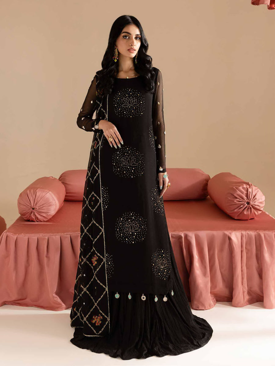 Nureh Mukeshkari Embroidered Chiffon Unstitched 3Pc Suit MK-12