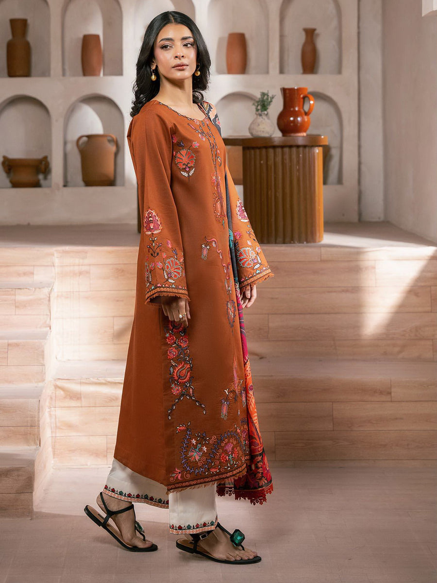RajBari Parisa Premium Embroidered Lawn Unstitched 3Pc Suit D-14
