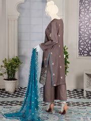 Noir by Humdum Embroidered Slub Linen Unstitched 3Pc Suit D-07