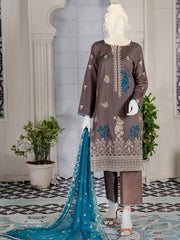 Noir by Humdum Embroidered Slub Linen Unstitched 3Pc Suit D-07