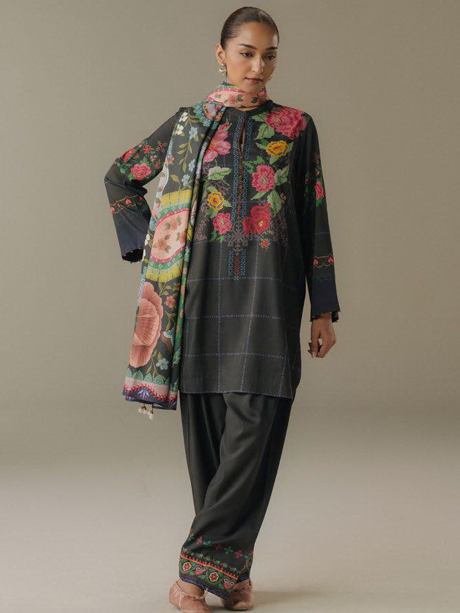 Coco by Zara Shahjahan Prints Vol-05 Unstitched Linen 3Pc Suit D-05A Olive Hour