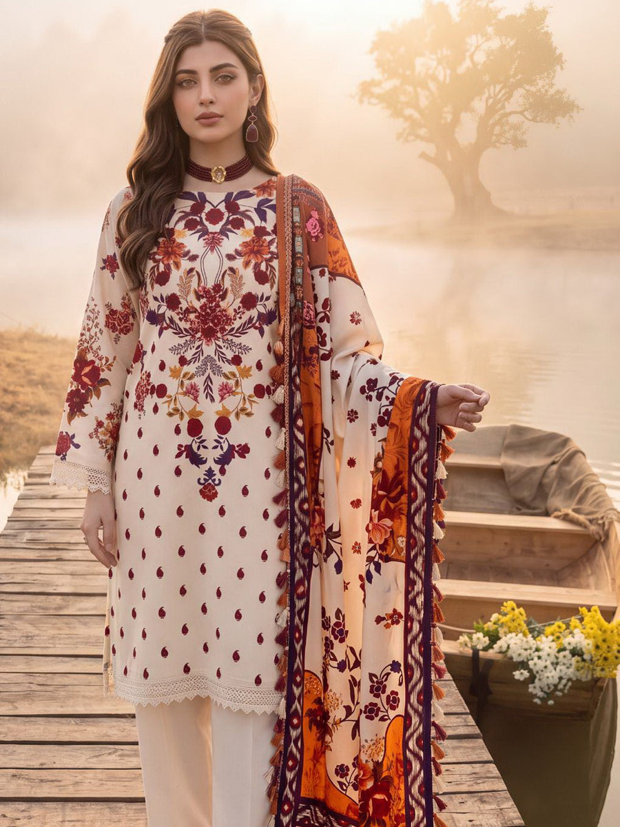 Al Zohaib Colors Printed Linen Unstitched 3Pc Suit D-04