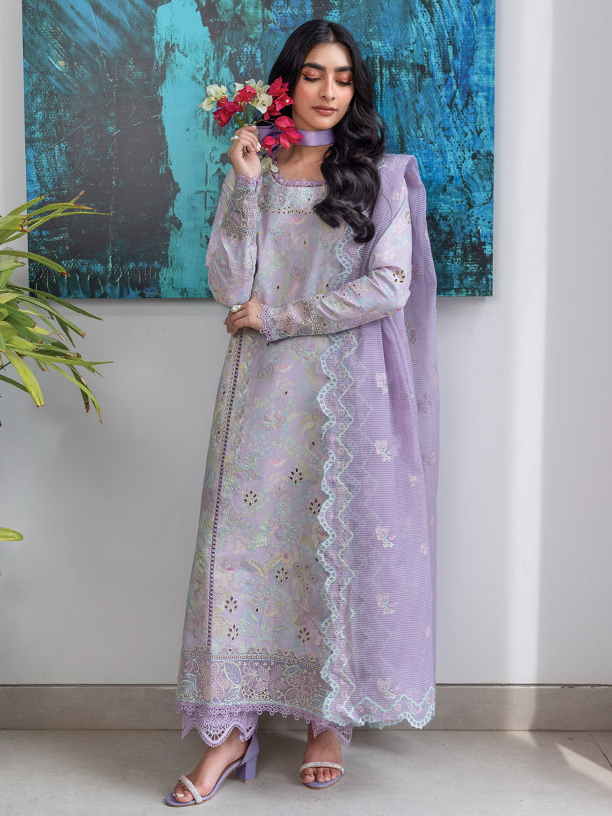 Rang Rasiya Carnation Embroidered Lawn Unstitched 3Pc Suit D-11 LILY