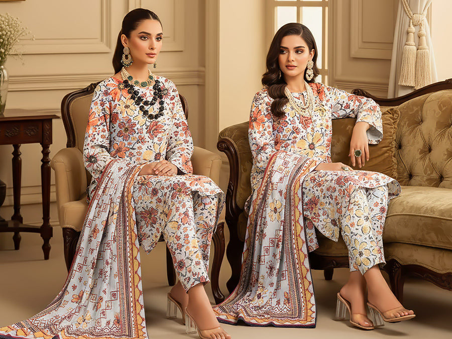 Ittehad X Bin Ameer Premium Karandi Unstitched Printed 3Pc Suit D-06